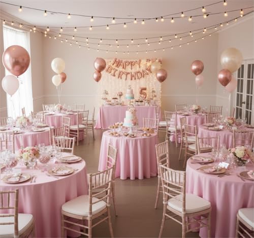 sancua Pink Round Tablecloth 90 Inch Fit 30-72 Inch Tables, 8 Pack - Image 2