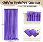20ft x 10ft Purple Backdrop Curtains, Wrinkle-Free Sheer Chiffon Fabric Photo Backdrop Drapes for Wedding Arch Party Ceremony Stage Photography Decorations - Image 5