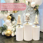 HAISIWLKJ 3PCS Cylinder Pedestal Stands for Parties, White Metal Round Cylinder Plinths Dessert Table Display Pillars for Birthday Wedding Bridal Baby Shower Party Decorations(Large) - Image 7