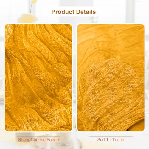 10 Pack Gold Cheesecloth Table Runner 35x120 Inch 10Ft Rustic Gauze Cheese Cloth Table Runner Sheer Cheesecloth Table Runners for Wedding Party Bridal Shower Decoration - Image 3