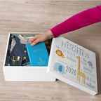 Let's Make Memories Personalized Baby's First Keepsake Box - Memento Storage - Memories Box - Baby Shower - Nursery Decor - For Girls - 6" Hx12 Square - Baby's First - Blue - Image 3