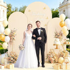 Spandex Arch Backdrop Cover Beige Wedding Arch Covers Set of 3 Balloon Arched Cover Stretchy Backdrop 5FT 6FT 7FT Round Top Chiara Arch Stand Covers for Birthday Baby Shower Ceremony Party Decoration - Image 3