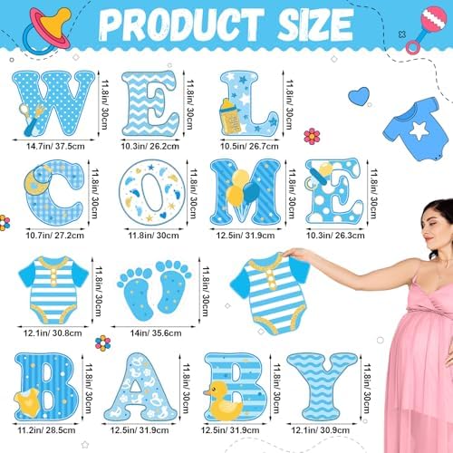 13 Pcs welcome Baby Yard Signs with Stakes 15in Baby Shower Yard Sign, Blue - Image 2
