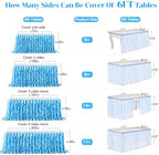 Partisky Ocean Blue Tulle Tutu Ruffle Curly Willow Table Skirt for Rectangle Table 14ft,Under The Sea Baby Shark Themed Table Cloth for Boys Girls Birthday Party or Baby Shower - Image 6