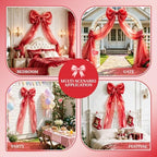 Giant Red Bow Decor, Christmas Tree Topper Bow, Oversized Hanging Bow with Long Streamers, Large Bow for Entrance Wall Backdrop Wedding Birthday Bridal Shower Home Decor Coquette Room Decor, 16 x 85in - Image 4