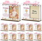 CJiangpo Spanish Baptism Picture Frame - 12 Set Catholic Mi Bautizo Gifts for Girls, Baby Shower Favor Pink Flower Wood Photo Frame with Bows and Clear Plastic Boxes Religious First Communion Decor by CJiangpo