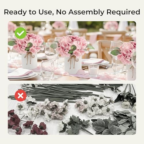 Auihiay 10PCS Flower Centerpieces for Tables, Pink Hydrangeas and Roses - Image 5