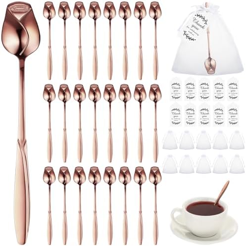 Roshtia 50 Sets Rose Flower Tea Spoons for for Women Tea Party, Rose Gold by Roshtia