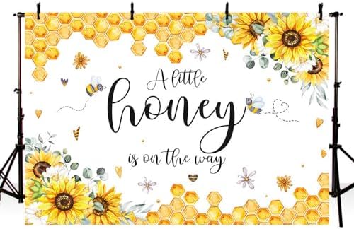 AIBIIN 8x6ft Honey Bee Baby Shower Backdrop A Little Honey is On The Way Photography Background Sunflower Honeycomb Bumblebee Baby Shower Party Decorations Banner Photo Booth Props - Image 4