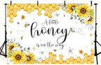 AIBIIN 10x7ft Honey Bee Baby Shower Backdrop A Little Honey is On The Way Photography Background Sunflower Honeycomb Bumblebee Baby Shower Party Decorations Banner Photo Booth Props - Image 4