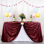 Partisout Sequin Tablecloth 90x132 inch Sequin Table Cloth for Parties Burgundy Glitter Tablecloth Rectangle Sparkly Table Cloth Happy Birthday Wedding 6ft Tablecloth - Image 5