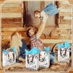 50 Pcs My First Rodeo Birthday Party Favors Bags with Handles for Guest Western Cowboy 1st Birthday Gift Bag with Tissue Paper Ribbons Cowboy Candy Bag My First Rodeo Party Supply(Blue) - Image 6