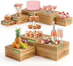 8-Pack Pine Wood Buffet Risers, Multi-Size Food Display Stands by Budiwati