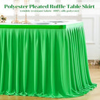 Partisky Green Polyester Table Skirt for Rectangle Tables 14ft, Wrinkle Resistant Pleated Ruffle Table Cloth for Banquet Wedding Trade Baby Shower Display Gift Dining Table - Image 4