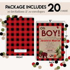 Custom Baby Shower Invites Lumberjack Baby Shower Invitation 20 5x7 Custom Personalized Invites With Envelopes - Unique Baby Lumberjack Shower Cards - Image 4
