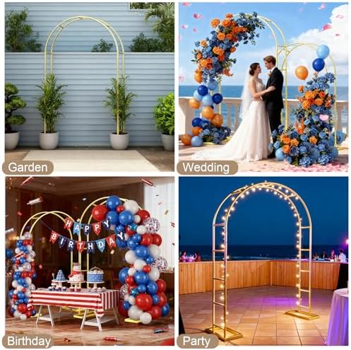 2 Pack Wedding Arch Backdrop Stand (7.2FT/6FT) Metal Frame with Base - Image 6