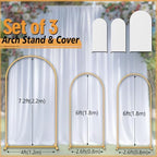 Arch Backdrop Stand Set with Cover (7.2ft,6ft x 2) Arched Frame Stand and Spandex Wedding Arch Cover with Storage Bag (White, 7.2Ft+6Ft+6Ft) - Image 2