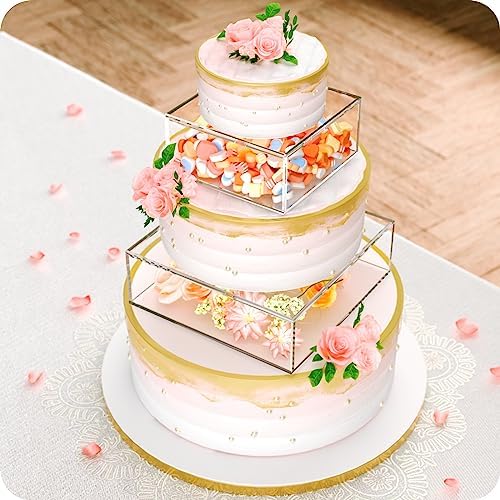 NPPLUS 2 Pcs Square Clear Acrylic Fillable Cake Stand with 2M LED Lights - Image 7