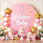 Gallety 7.2FT Pink Round Backdrop Cover with String Lights, Adjustable Fit for 5FT–7.2FT Circle Arch Stands, 4 Metal Clips & 24 Clear Clips, Circle Backdrop Cover for Wedding, Birthday & Baby Shower - Image 4