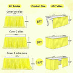 PARTISKY Yellow Tulle Tutu Table Skirt for Rectangle Tables or Round Table,Led Light String Table Cloth for Wedding Baby Shower Birthday Party Dessert/Cake Tables - Image 6