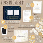 Book Keepsake, Baby Memory Book From Pre-Birth to 5th Year, with 2 Photo Pockets, Milestone Stickers, Hand/Footprint Inkpad, Baby Album and Baby Book for Girls or Boys (Dark Navy) - Image 2