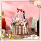 Weysat 12 Set Baskets for Gifts Empty Bulk, Large Woven Bamboo Gift Basket Kit with Handles, Bow, Wrap Bag to Fill for Raffle Thanksgiving Day Wedding Birthdays Party Wrapping (Brown) - Image 4