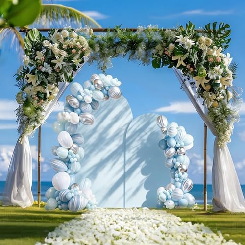 SuuWoee Wedding Arch Backdrop Stand Set of 2 With Blue Cover (7.2FT+6FT) - Image 4