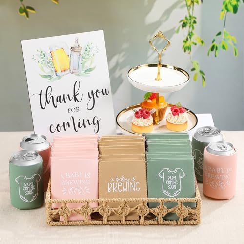 SiliFine 37 Pcs a Baby Is Brewing Can Coolers Baby Shower Party Favors - Image 2