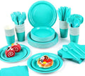 Kochorie 350 Pieces Teal Blue Dinnerware Set, 7 & 9 inch Dessert Paper Plates Cups Napkins Plastic Cutlery Disposable Party Supplies for Birthday Baby Shower Wedding, Serve 50 Guests by Kochorie