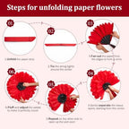 Serwalin 8 Pcs 31.5"*24"*20" Red Giant Paper Flowers Decorations for Wall - Image 5