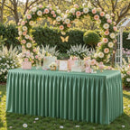 Sage Green Polyester Table Cloths for Rectangle 6 Foot Tables, 6 Pack Wrinkle Free Tablecloths Stretchy Banquet Ruffle Fitted Table Cover Desk Skirt for Parties Wedding Birthday Baby Shower - Image 3