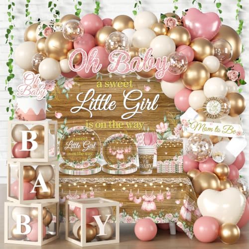 243pcs Floral Baby Shower Decorations for Girls, Serves 25 by Unknown