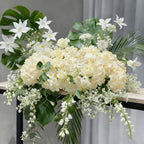 100 Pcs Faux Champagne Hydrangea Artificial Flowers Bulk, Fake Silk Hydrangea Flowers Heads with Stems for Wedding Decorations Garden Party Baby Shower Porch Home Decor Table Centerpieces - Image 4