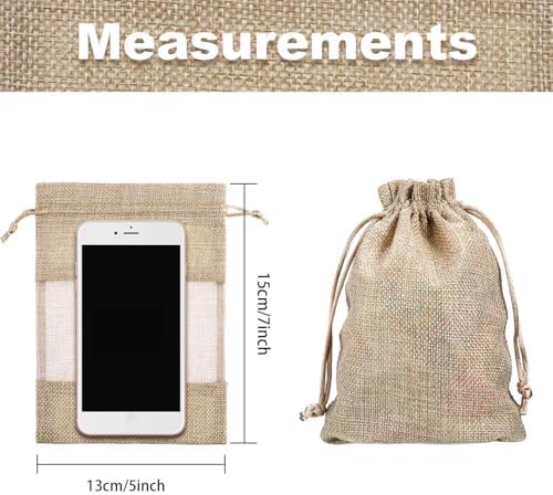 Shappy 50 Pcs 5 x 7 Inch Organza Burlap Bag with Drawstring, Flaxen - Image 2