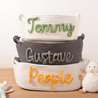 Personalized Handmade Baby Basket Gift - Hand Embroidered Name, Natural Rattan Storage Bin for Newborn Nursery, Baby Shower & Easter Present Organizing Toys Blankets - Image 4