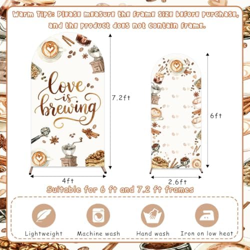 Serencatcher 7.2ft 6ft Love Brewing Arch Backdrop Covers Set of 2 - Image 3