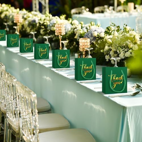 Honoson 60 Pcs Mini Thank You Gift Bag with Handle Bulk,Dark Green - Image 6