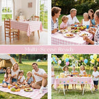 Gingham Tablecloth Rectangle Table, Cotton Linen Fabric Picnic Checkered Table Cloth Farmhouse Washable Wrinkle Free Buffalo Plaid Table Cover for Outdoor Birthday Party, Pink, 60x90 - Image 6