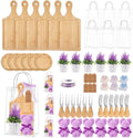 61 Pcs Baby Shower Prizes for Game Winners 6 Sets Bamboo Cheese Board Kit with Spoon Fork Butter Spreaders Plaid Towel Thank You Card for Guests, Housewarming Adult Party Favors (Purple) by Unknown