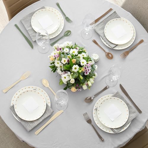 Kochorie 300 Pieces Woodland Plastic Silverware, Disposable Plastic Utensils, Heavy Duty Cutlery Set Heavyweight Flatware Includes Spoons Forks Knives for Birthday Wedding Forest Party Supplies - Image 6
