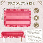Tudomro Striped Tablecloth, Rectangle, Red, Pink, 84'' X 60'' - Image 2