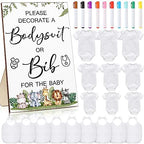 Roowest 35 Pcs Baby Shower Bibs Game with Bib Bodysuit Marker, Jungle by Roowest