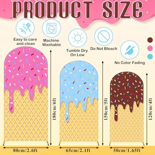 Moukeren 3 Pcs Ice Cream Drip Arch Cover, 4ft 5ft 6ft Spandex Decor - Image 5