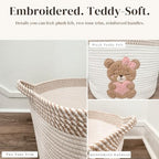 Pink Teddy Bear Baby Storage Basket, Cotton Rope Nursery Bin, 15x11 in - Image 4