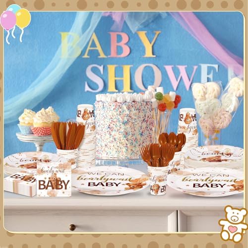 Dandat 350 Pcs Baby Shower Set, Bear, Brown - Image 5
