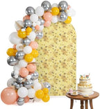 Yellow Summer Arch Backdrop Cover 7.2 ft Modern Bees Honeycomb 2 Sided Wedding Arch Covers Stretchy Backdrop Round Top for Birthday, Party, Baby Shower Decorations by Unknown