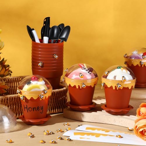 Jingmore 30 Sets Bee Honey Jar Pots Party Favors Bulk, Brown - Image 6