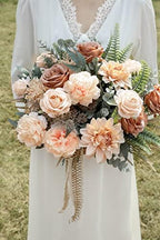 YYHUAWU Artificial Flowers Combo Box Set Gradient Color Flower Leaf with Stems for DIY Wedding Bouquets Centerpieces Baby Shower Party Home Decorations Nude Color - Image 3