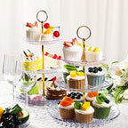 Patelai 8 Pcs 3 Tier Acrylic Cake Stand, Clear, Golden - Image 6