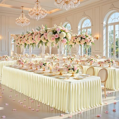 Champagne Satin Table Clothes for 8 Foot Rectangle Tables - 8FT Wrinkle Resistant Glitter Rectangle Tablecloths, Party Table Covers for Wedding Banquet, Baby Shower, Birthday, Holiday Dinner - Image 3